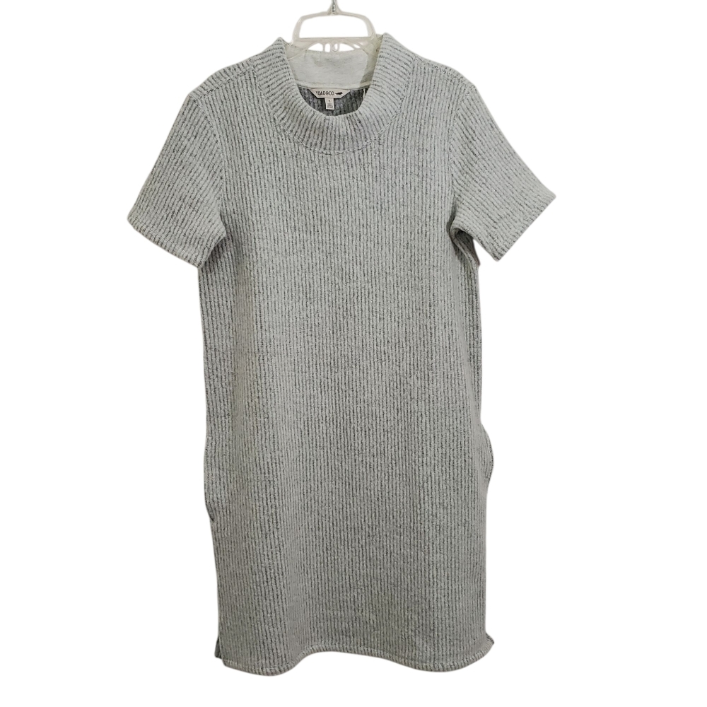 NWT Toad & Co Wiggins Dress Recycled Wool Grey Shift Mock Neck Small Casual